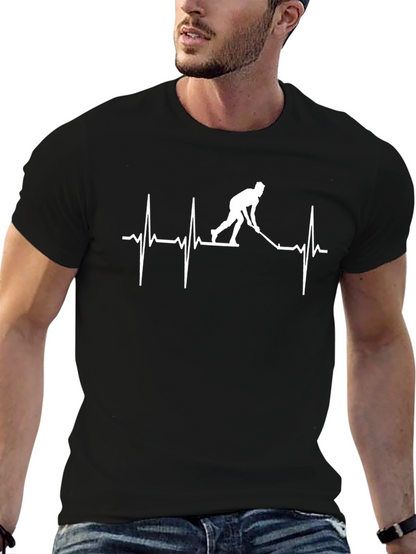 Hockey Heartbeat T-Shirt - Black Cotton Tee