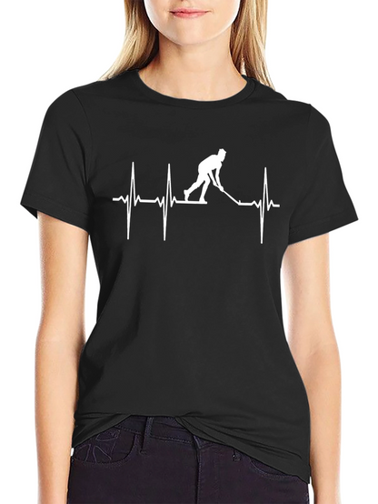 Hockey Heartbeat T-Shirt - Black Cotton Tee