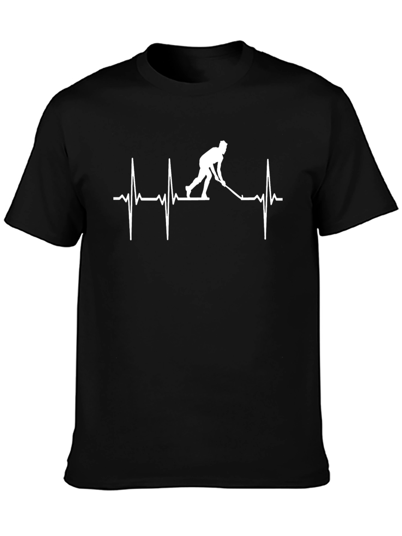 Hockey Heartbeat T-Shirt - Black Cotton Tee