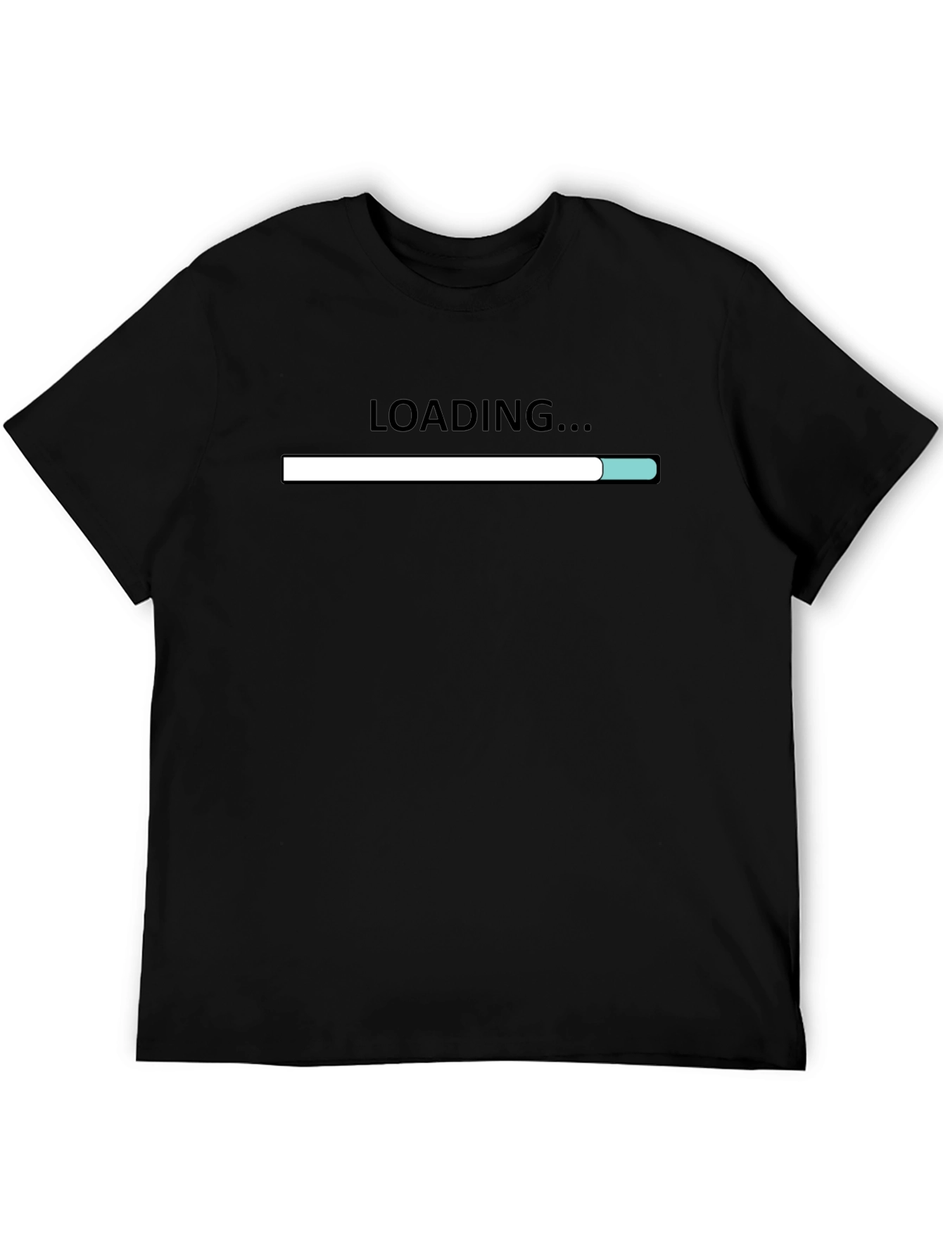 Loading Bar Graphic Tee - Black Cotton Casual Shirt