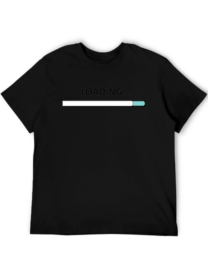 Loading Bar Graphic Tee - Black Cotton Casual Shirt