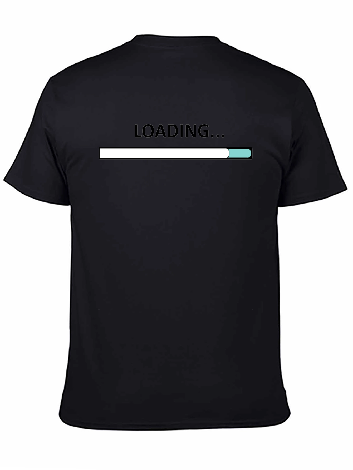 Loading Bar Graphic Tee - Black Cotton Casual Shirt