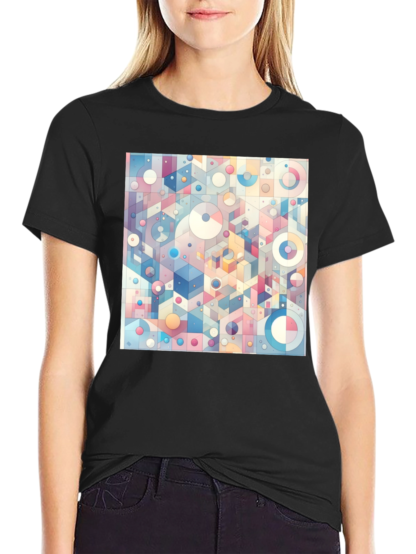 Geometric Dreamscape Tee - Artistic Print Casual Style