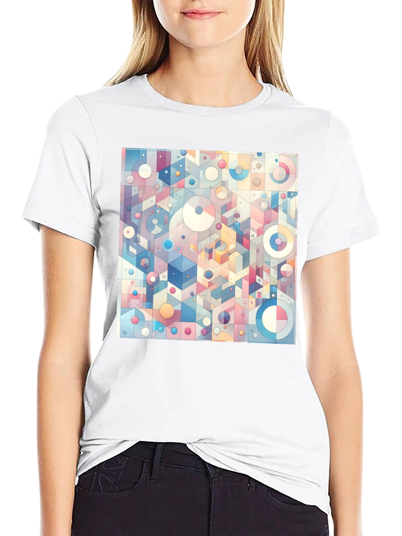 Geometric Dreamscape Tee - Artistic Print Casual Style