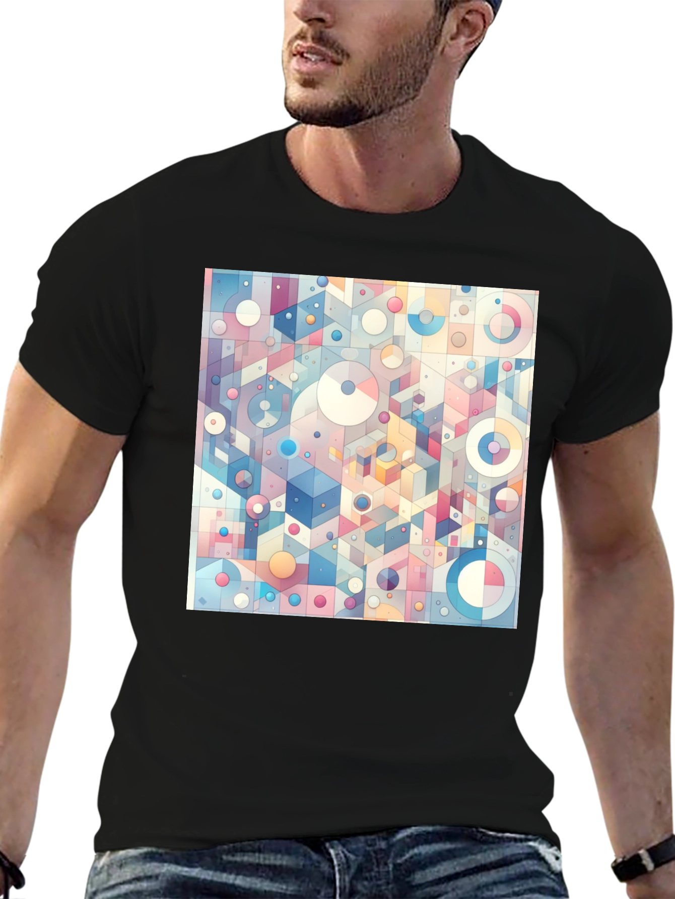 Geometric Dreamscape Tee - Artistic Print Casual Style