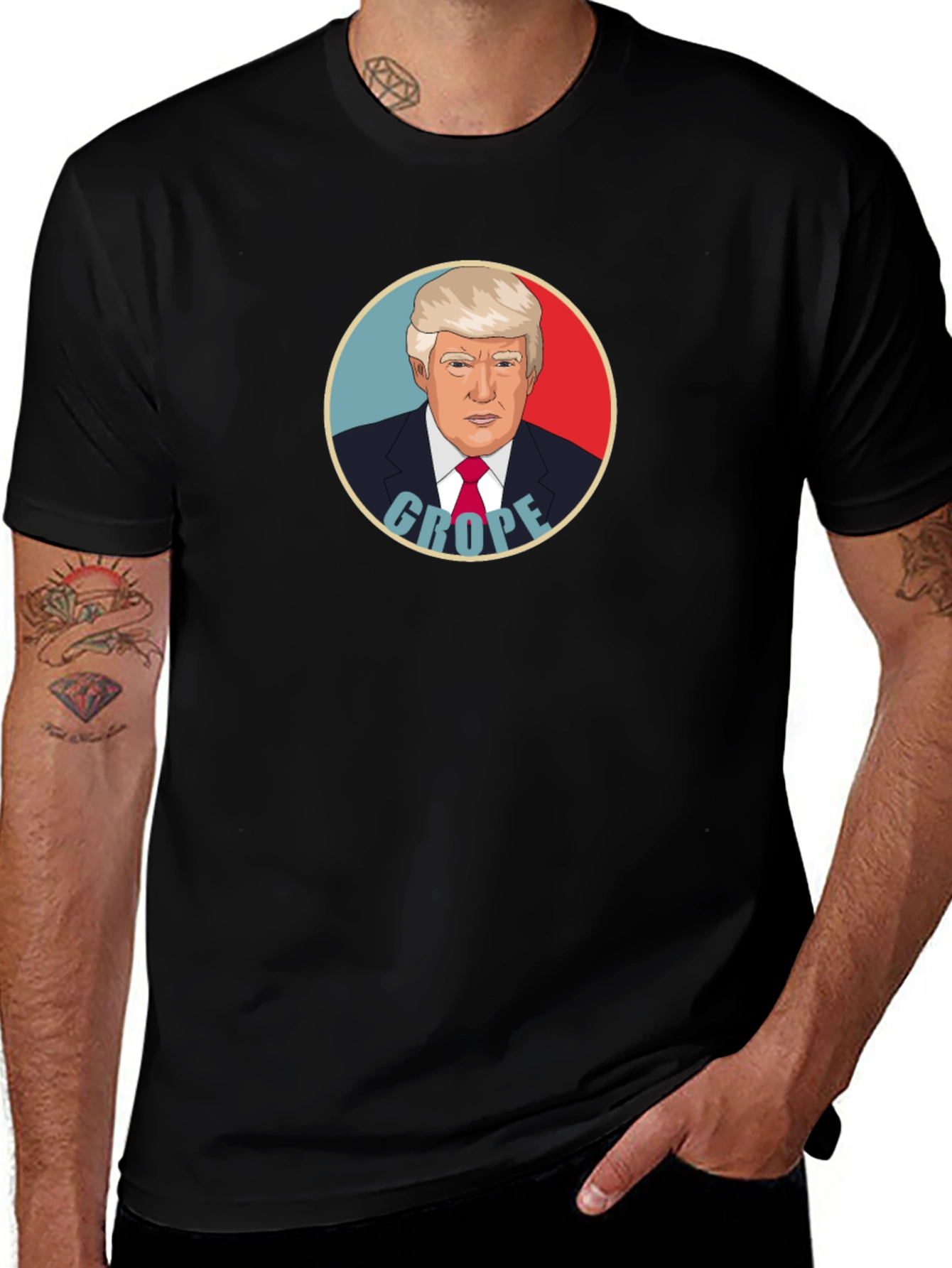 Satirical Trump Graphic T-Shirt - Black