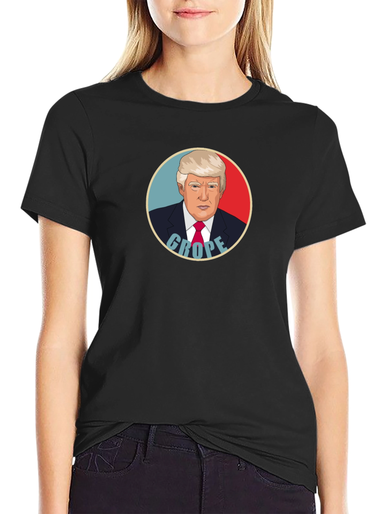 Satirical Trump Graphic T-Shirt - Black