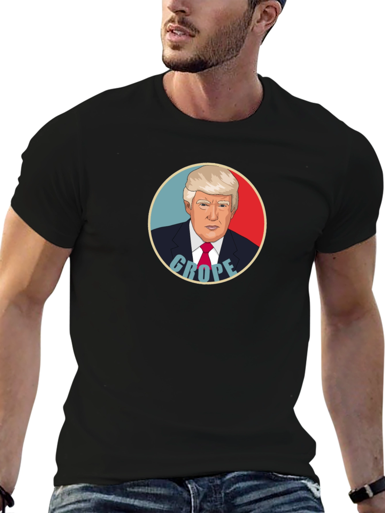 Satirical Trump Graphic T-Shirt - Black
