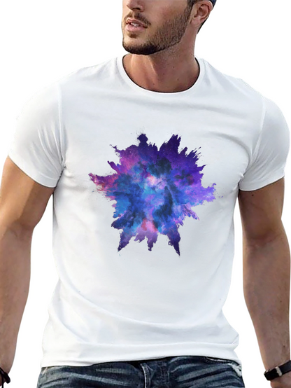Galaxy Splash Graphic Tee - Black Cotton Casual Shirt