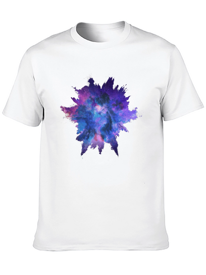 Galaxy Splash Graphic Tee - Black Cotton Casual Shirt
