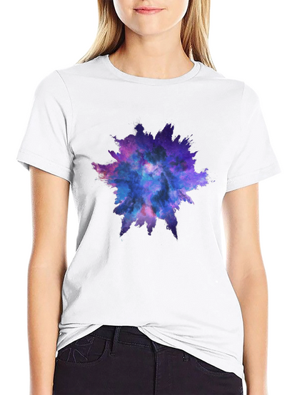 Galaxy Splash Graphic Tee - Black Cotton Casual Shirt