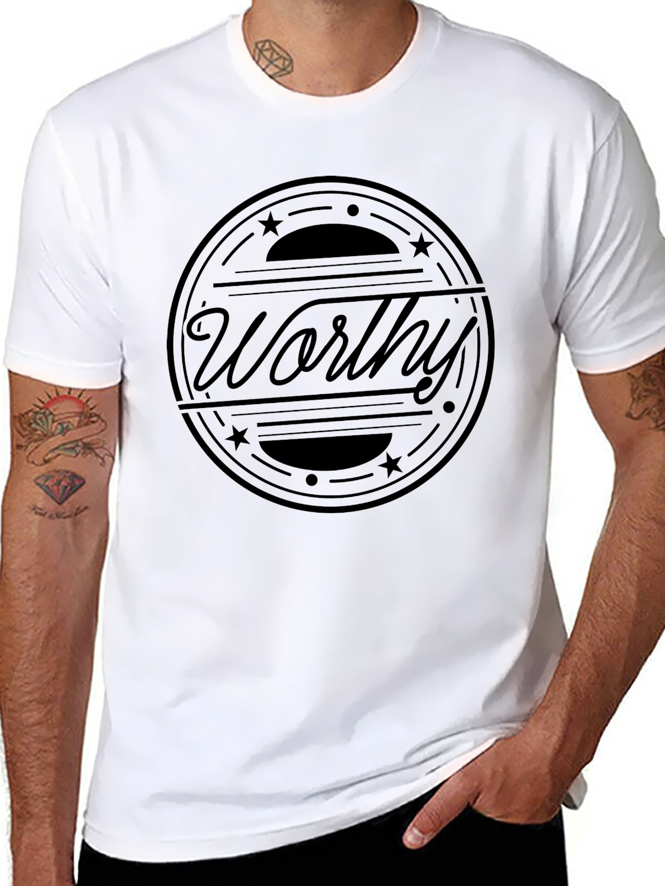 Worthy Graphic Print Black Cotton T-Shirt