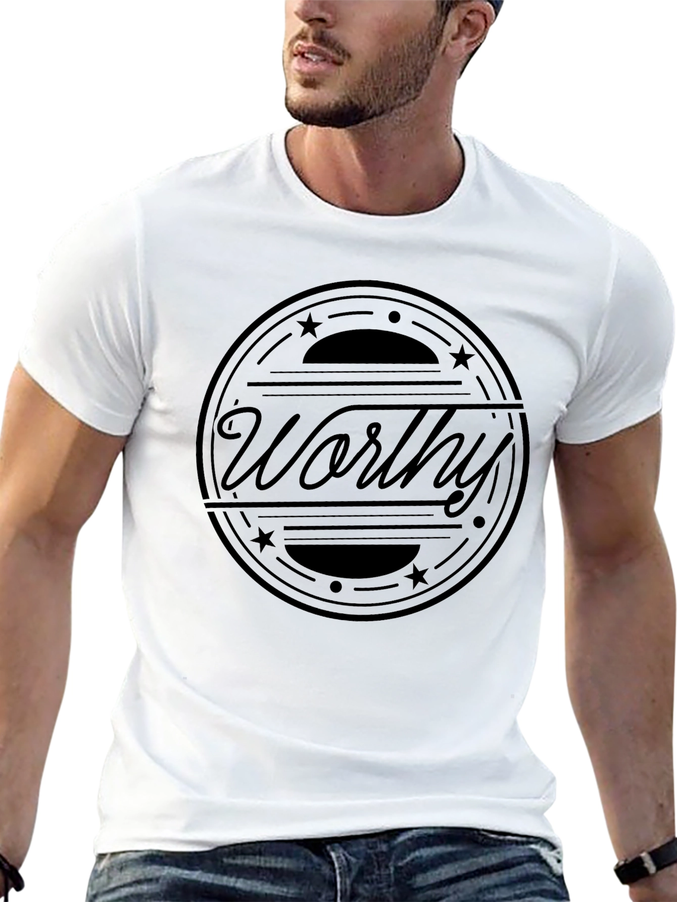 Worthy Graphic Print Black Cotton T-Shirt