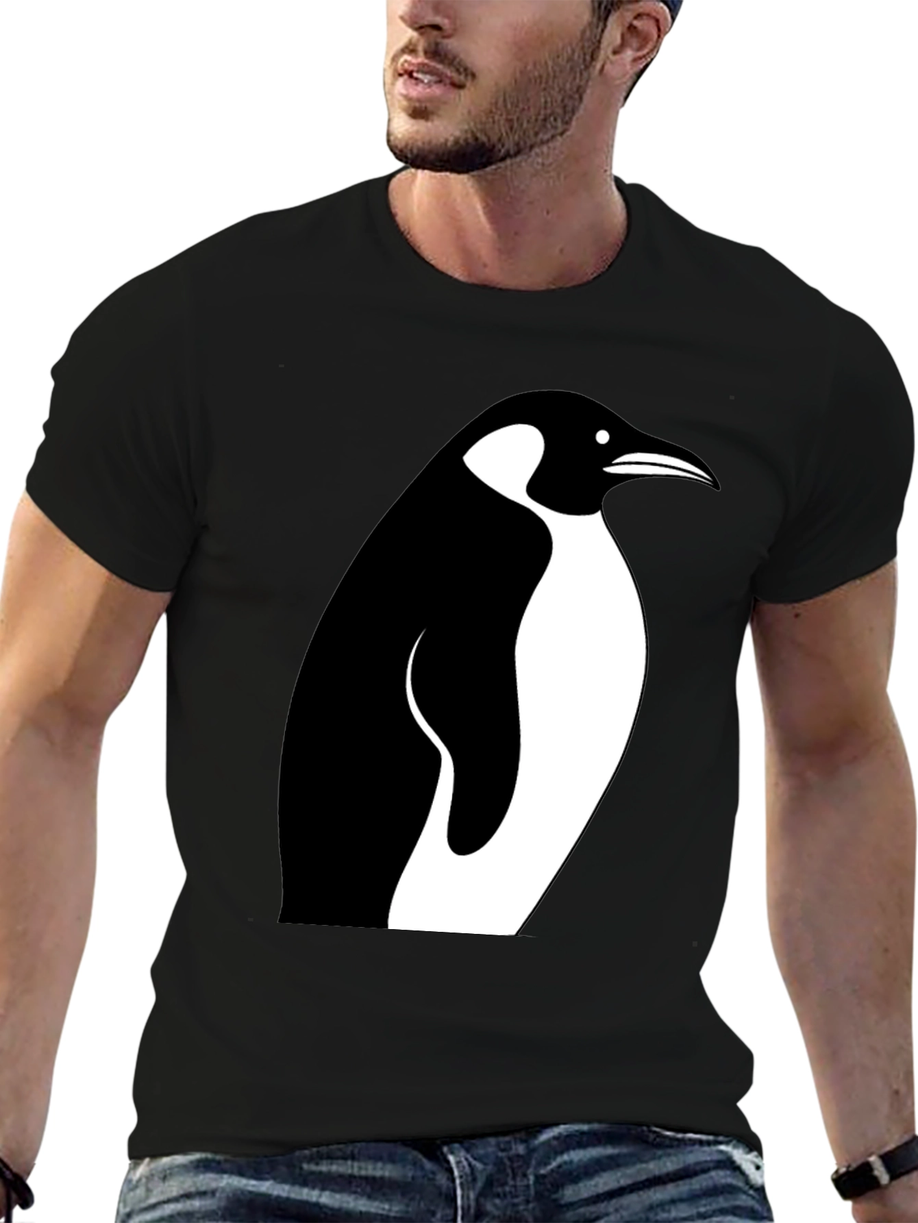 Penguin Graphic Tee - Stylish Black Cotton T-Shirt