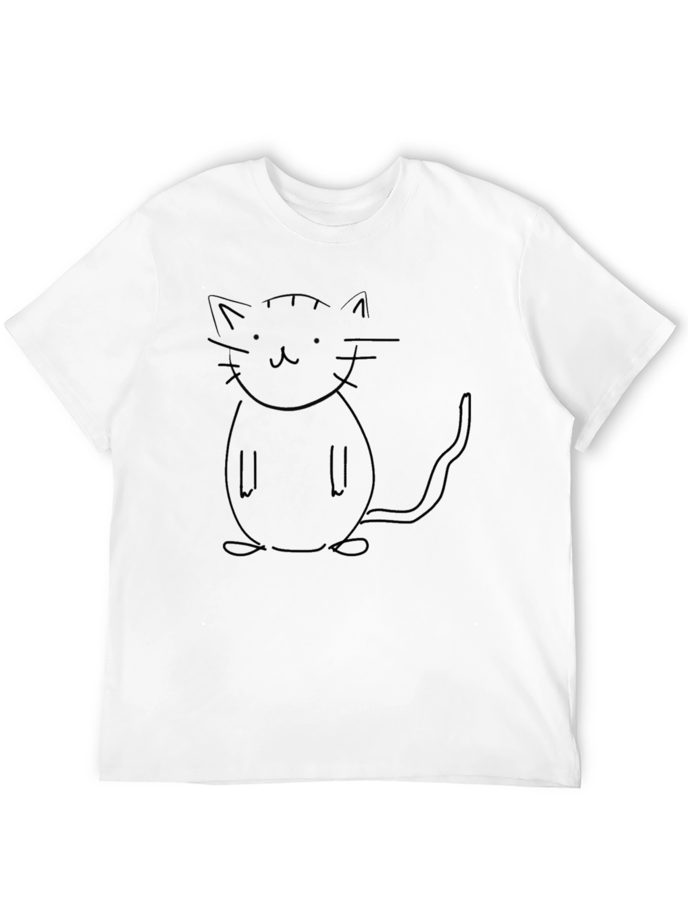 Minimalist Cat Outline Black T-Shirt