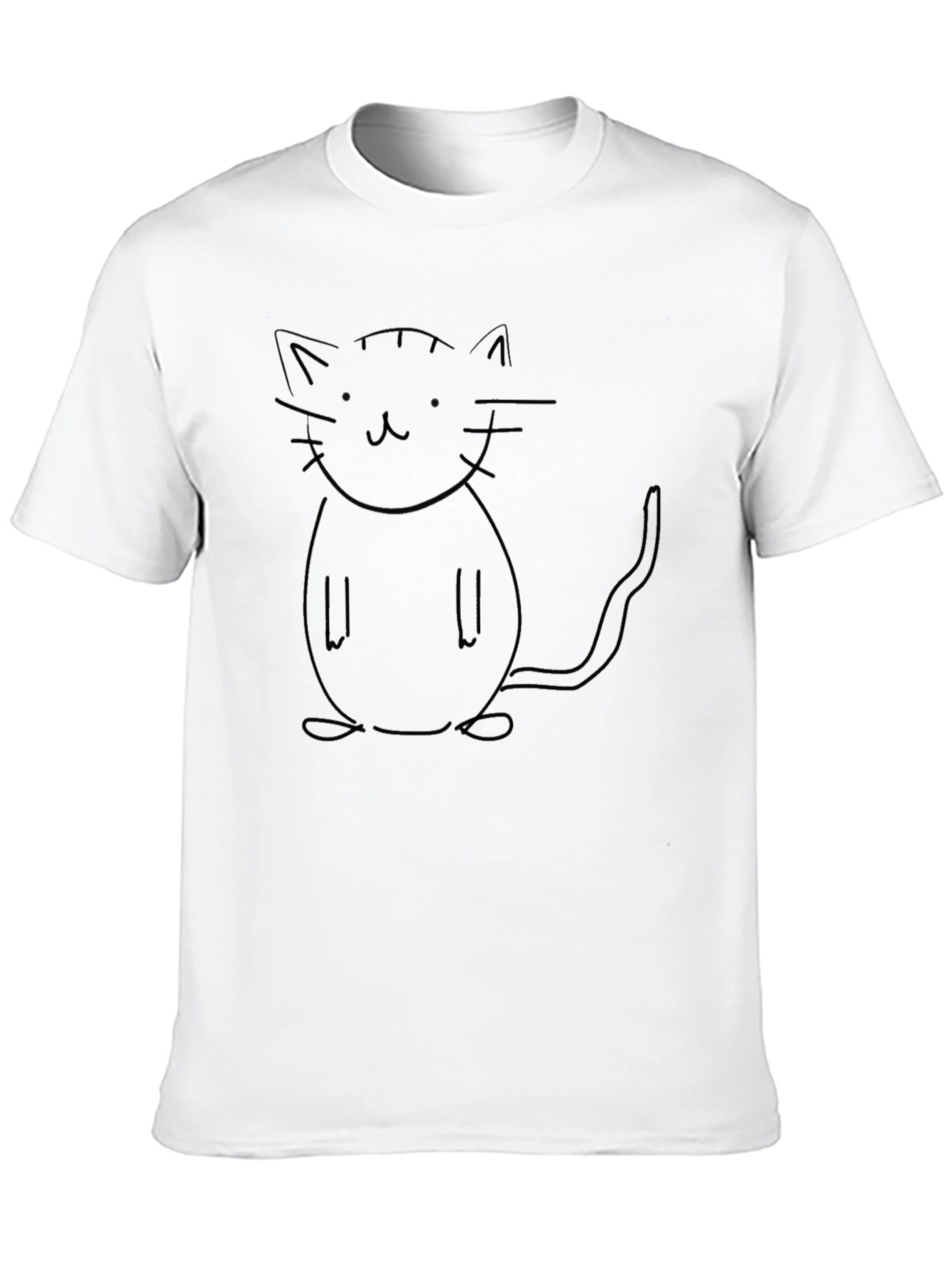 Minimalist Cat Outline Black T-Shirt