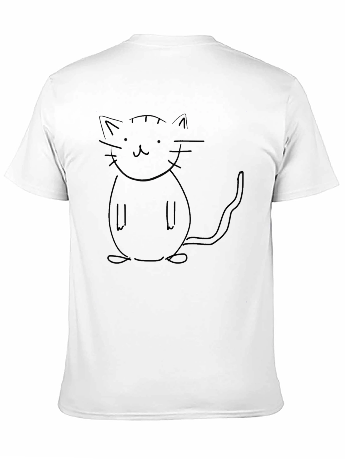 Minimalist Cat Outline Black T-Shirt