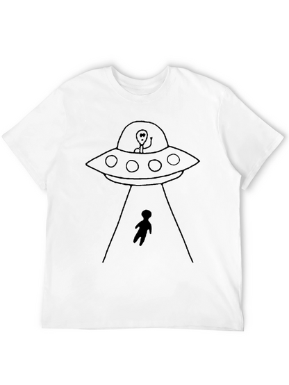 UFO Abduction Graphic Tee - Black Cotton Comfort