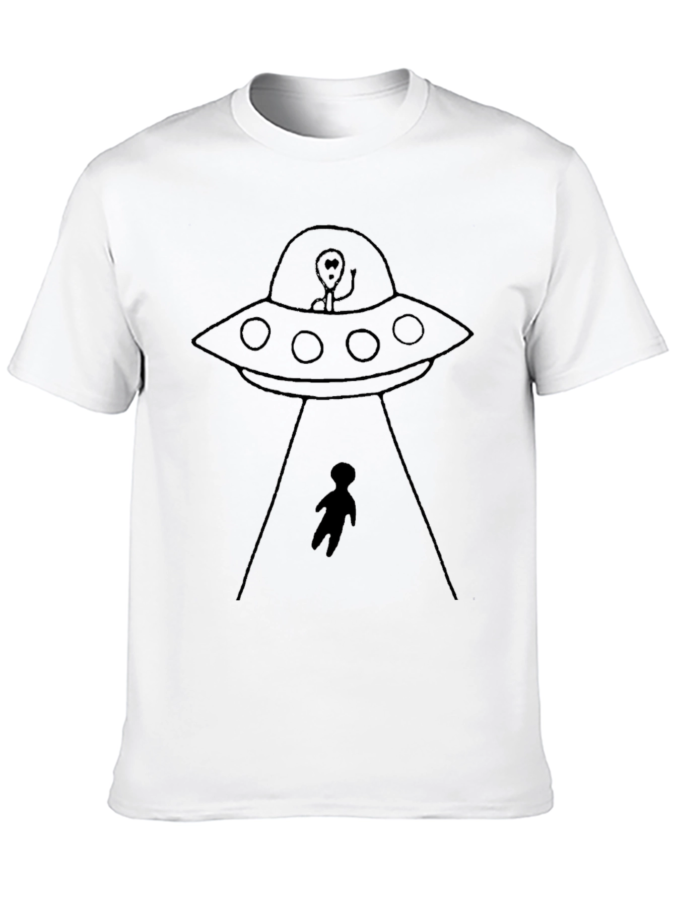 UFO Abduction Graphic Tee - Black Cotton Comfort