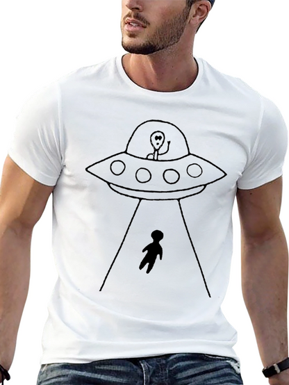 UFO Abduction Graphic Tee - Black Cotton Comfort