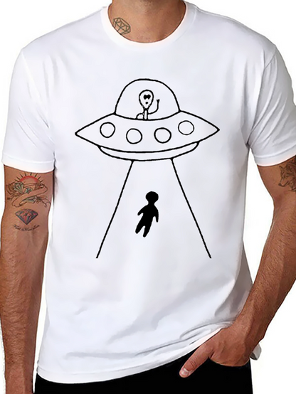 UFO Abduction Graphic Tee - Black Cotton Comfort