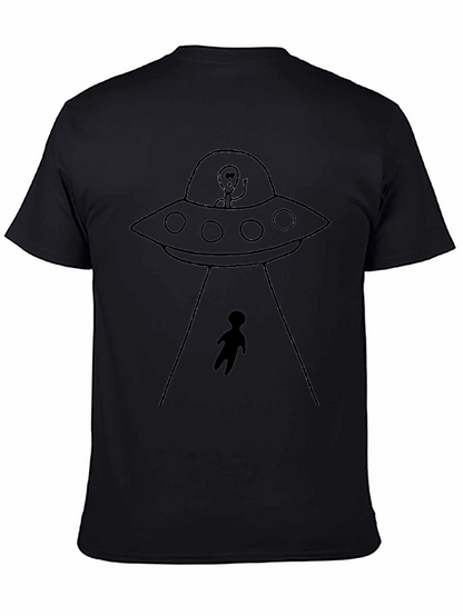 UFO Abduction Graphic Tee - Black Cotton Comfort
