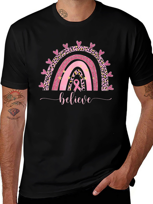 Believe Breast Cancer Rainbow T-Shirt