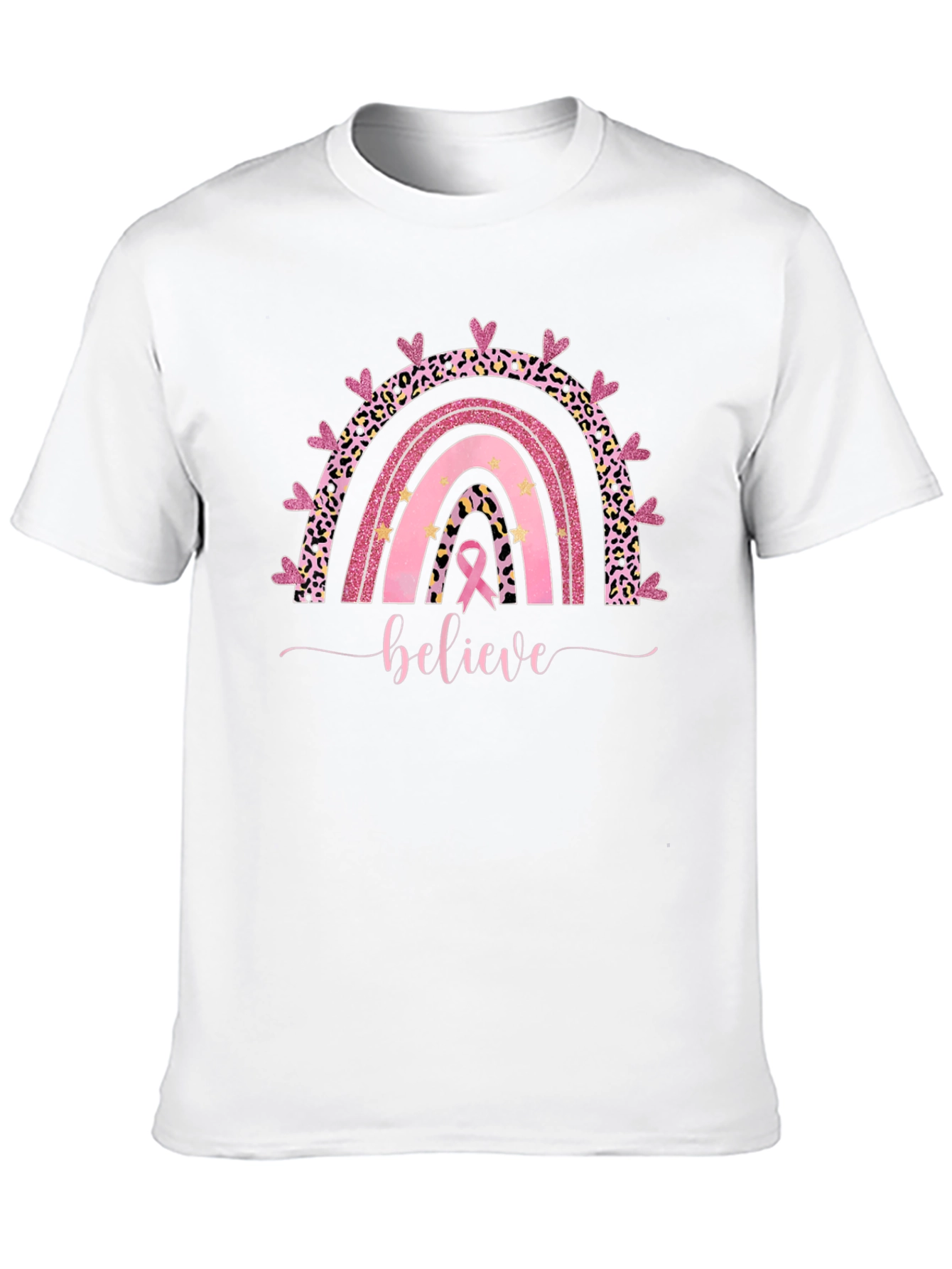 Believe Breast Cancer Rainbow T-Shirt