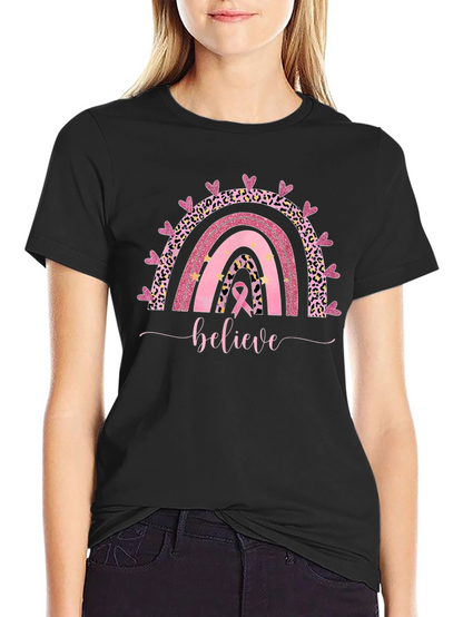 Believe Breast Cancer Rainbow T-Shirt