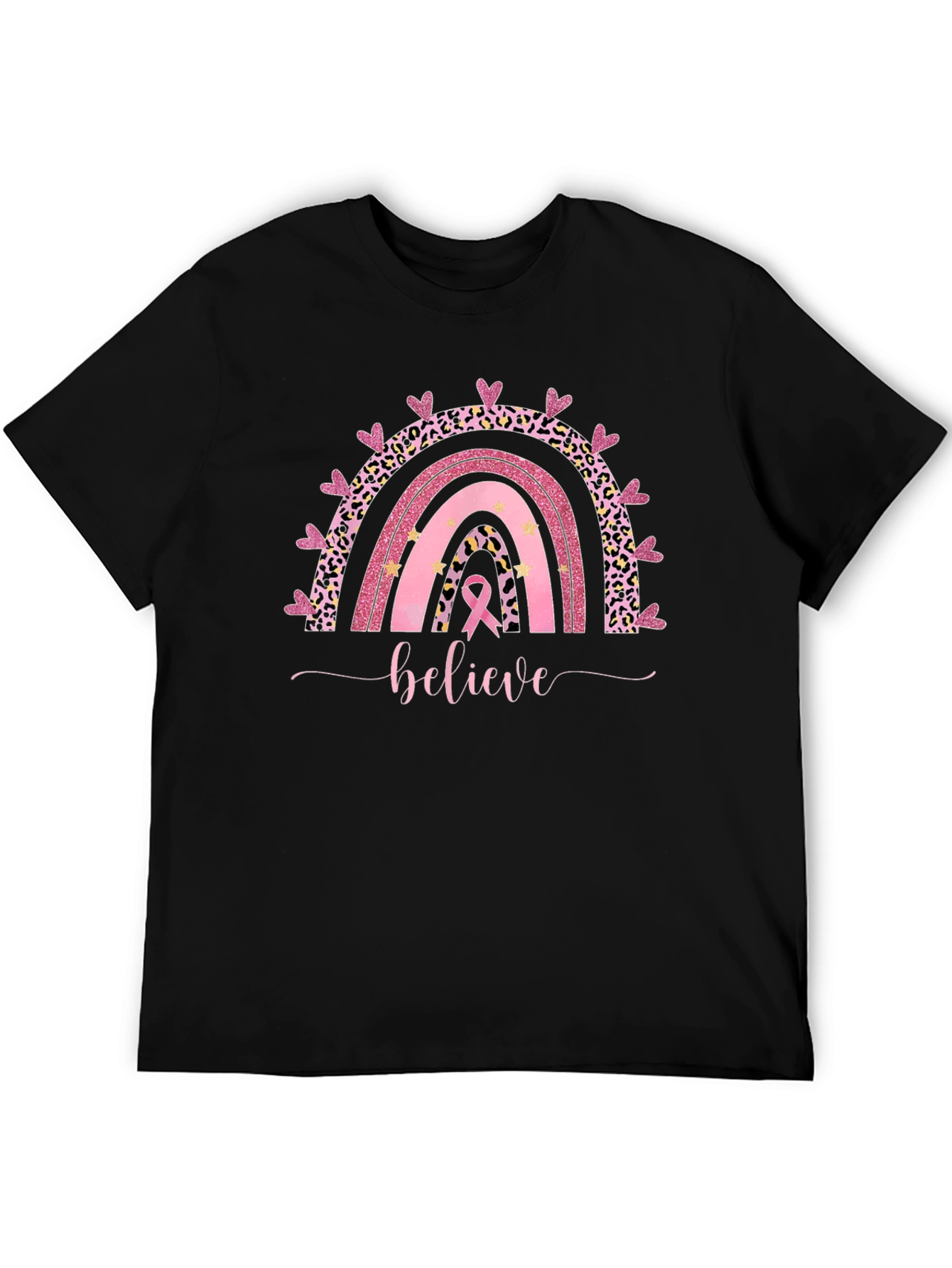 Believe Breast Cancer Rainbow T-Shirt
