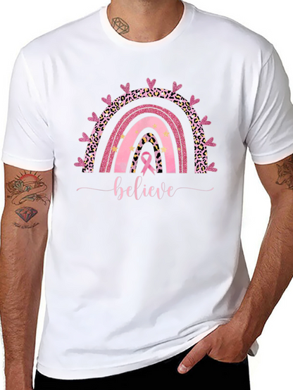 Believe Breast Cancer Rainbow T-Shirt