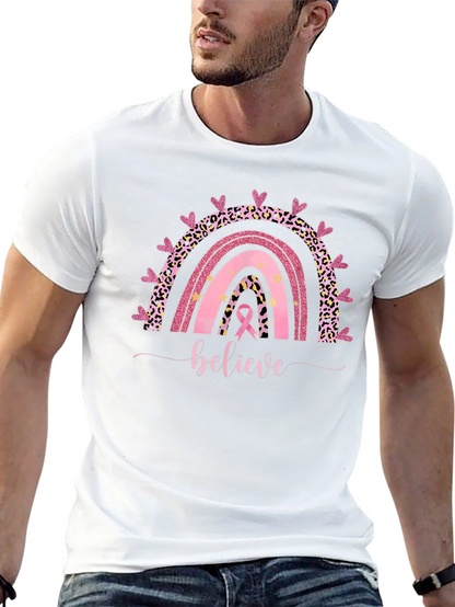 Believe Breast Cancer Rainbow T-Shirt