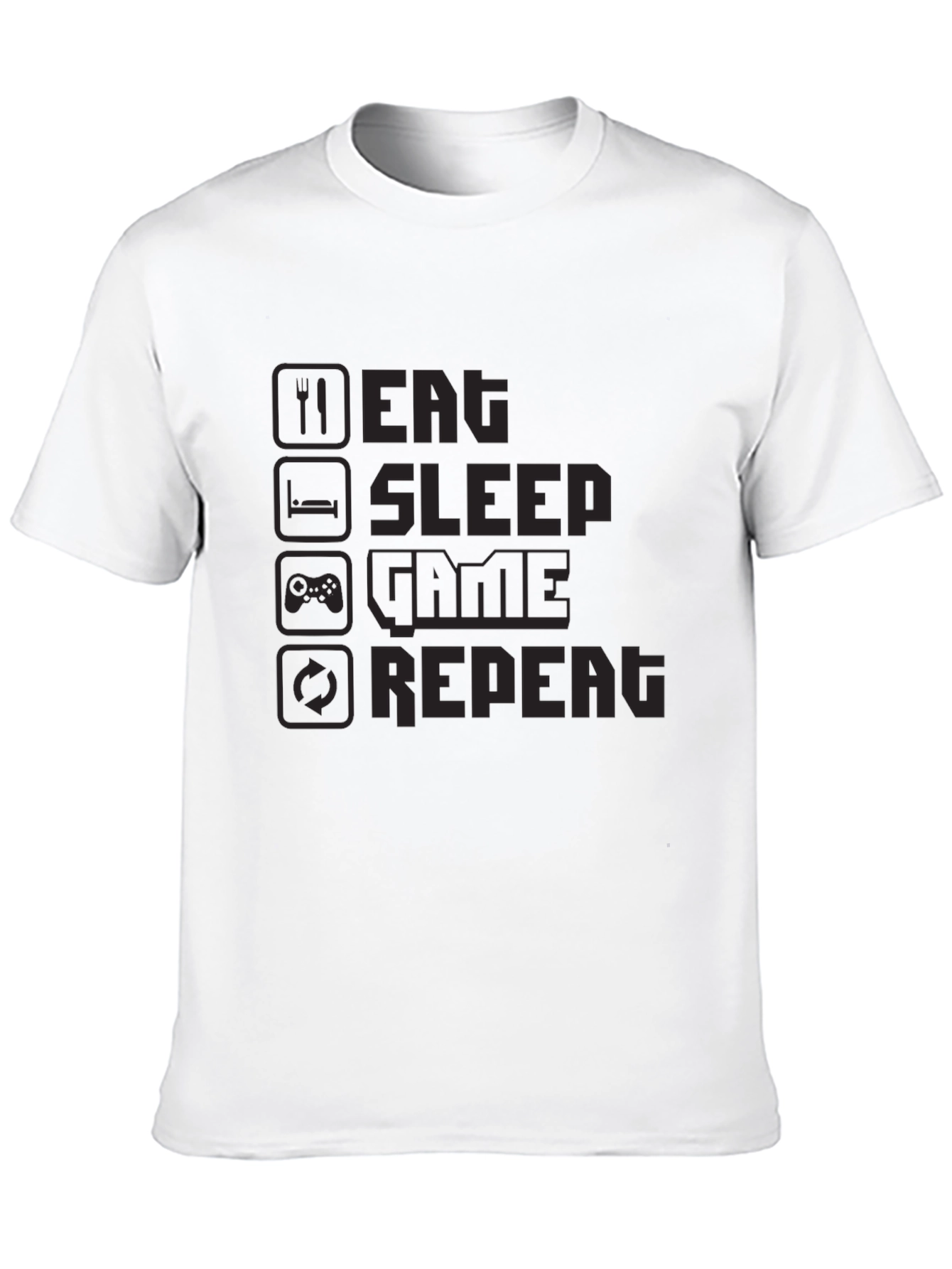 Eat Sleep Game Repeat Black T-Shirt