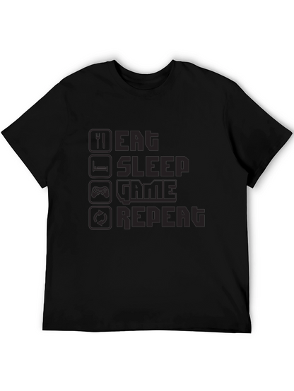 Eat Sleep Game Repeat Black T-Shirt