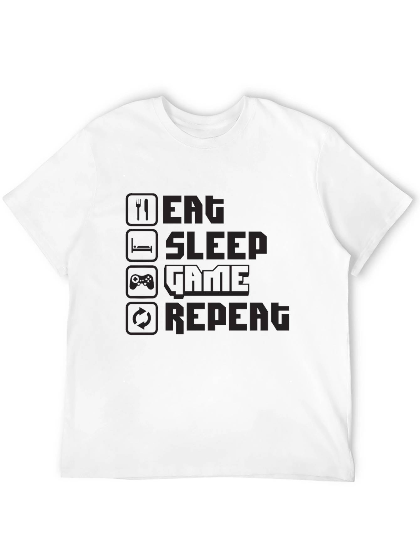 Eat Sleep Game Repeat Black T-Shirt