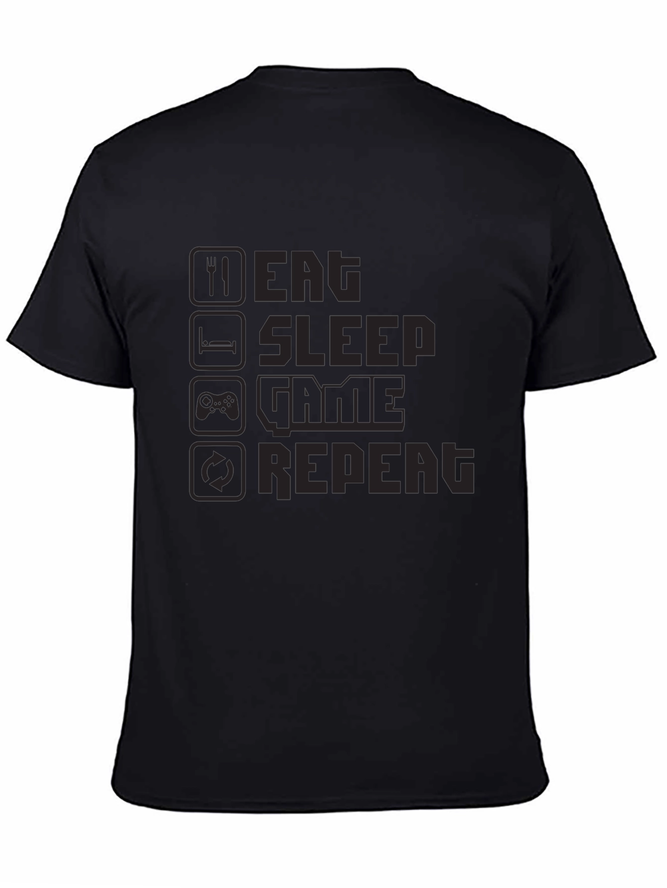 Eat Sleep Game Repeat Black T-Shirt