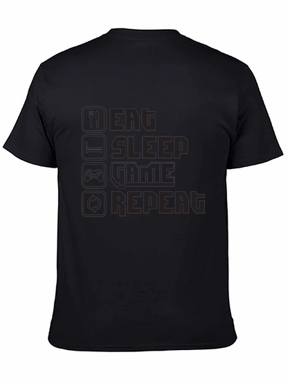 Eat Sleep Game Repeat Black T-Shirt