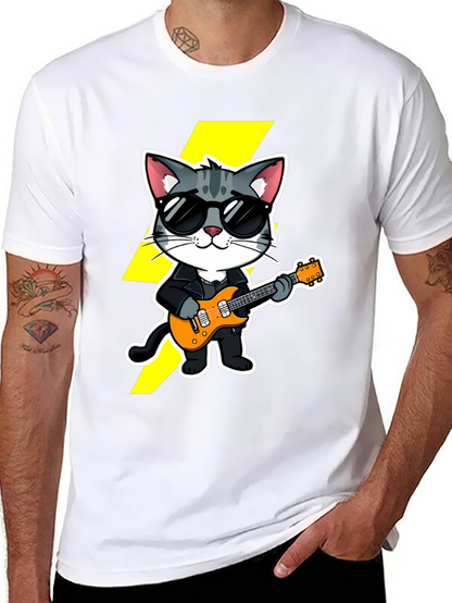 Rockstar Cat T-Shirt - Cool Cat with Guitar
