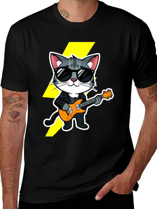Rockstar Cat T-Shirt - Cool Cat with Guitar