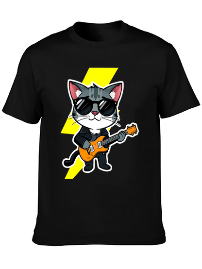 Rockstar Cat T-Shirt - Cool Cat with Guitar
