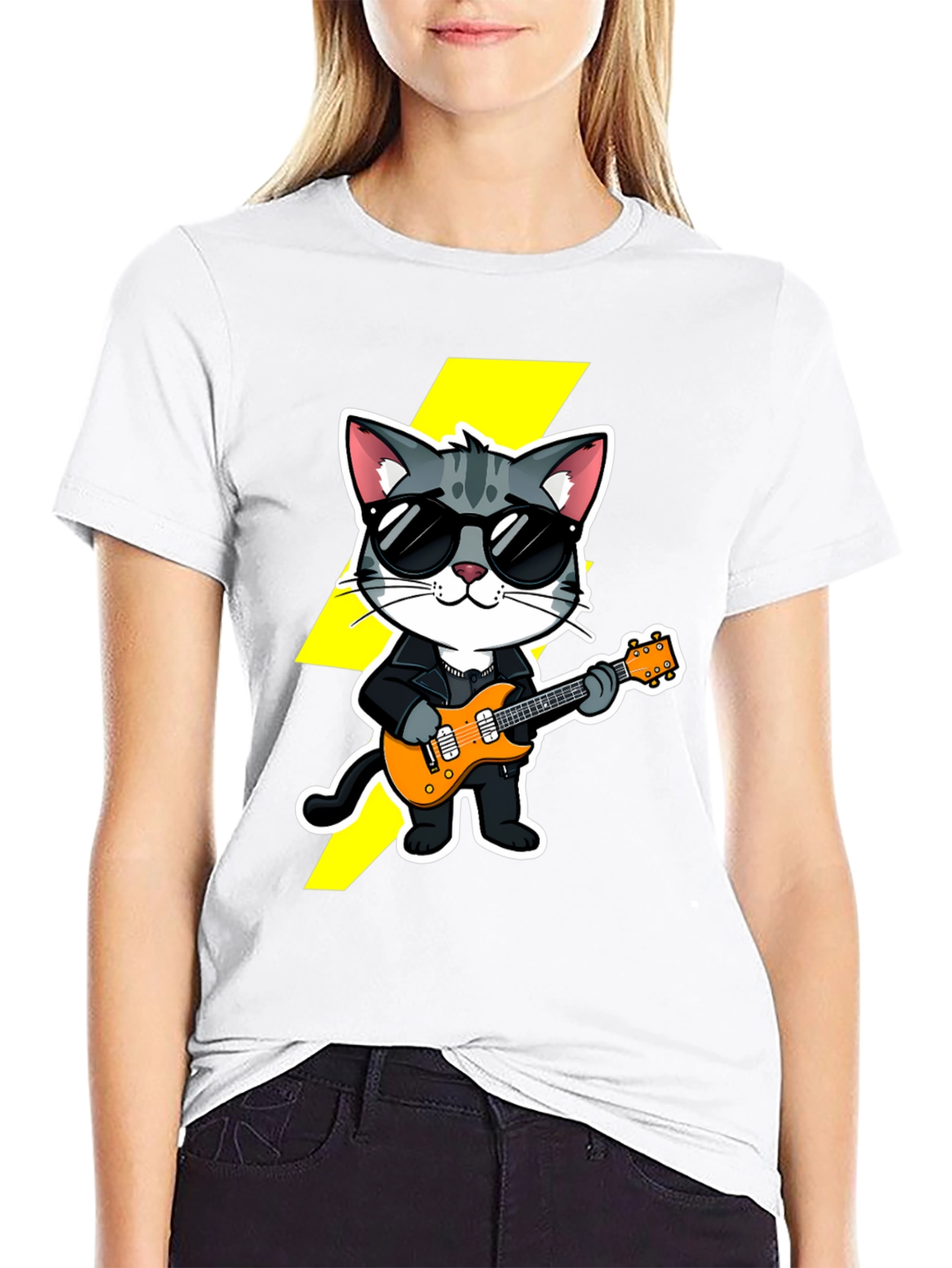 Rockstar Cat T-Shirt - Cool Cat with Guitar