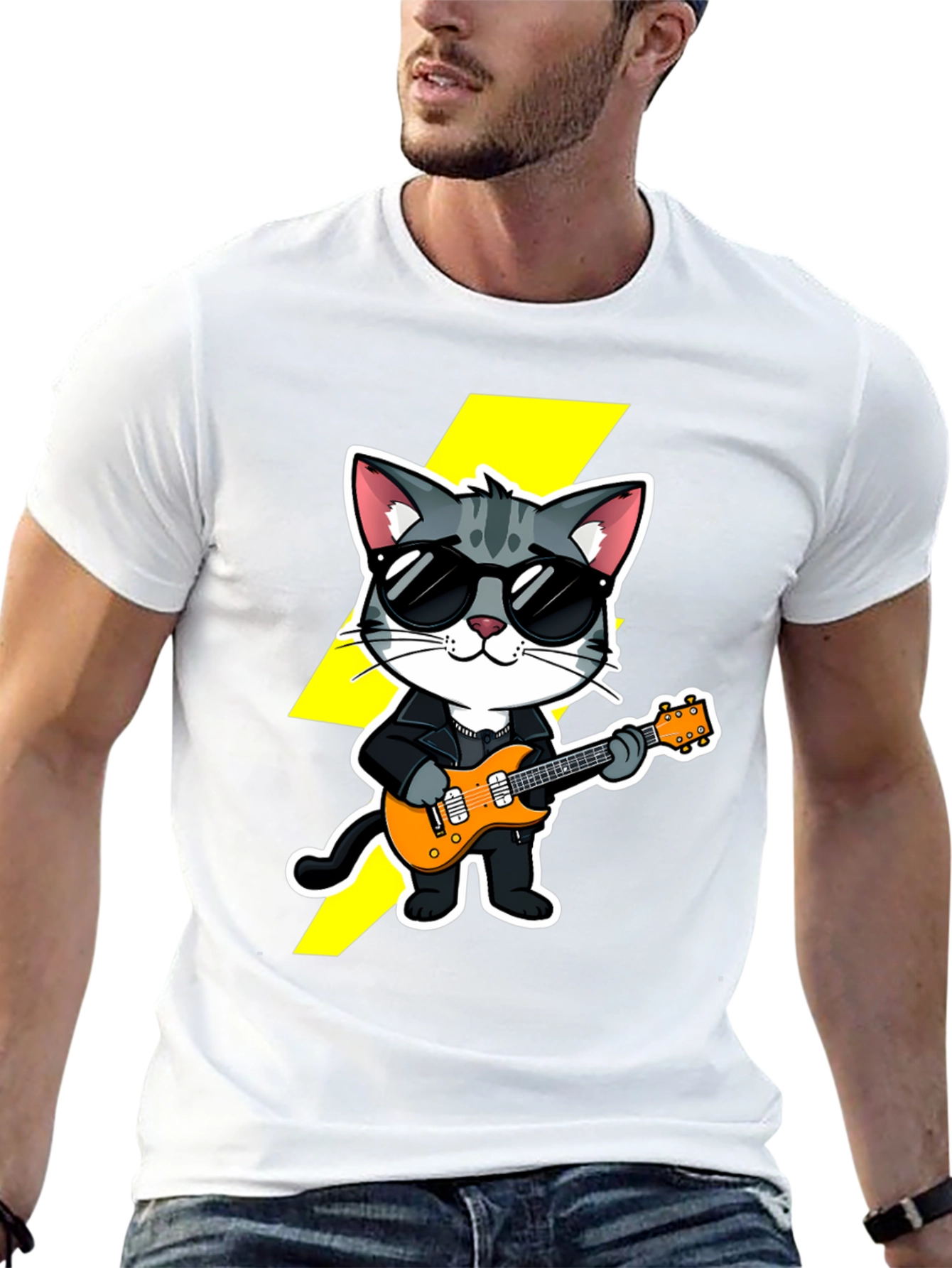 Rockstar Cat T-Shirt - Cool Cat with Guitar