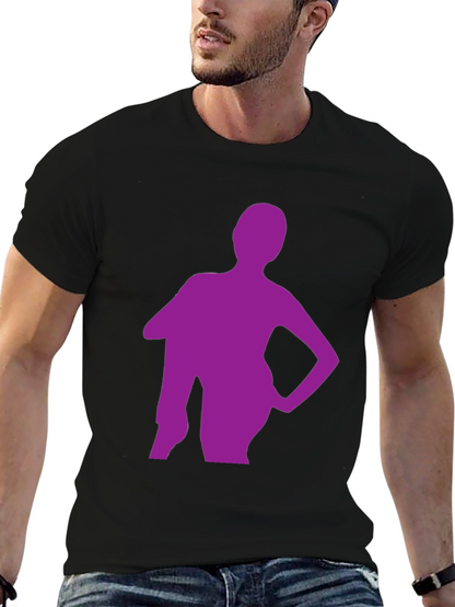 Stylish Black T-Shirt with Purple Silhouette Graphic