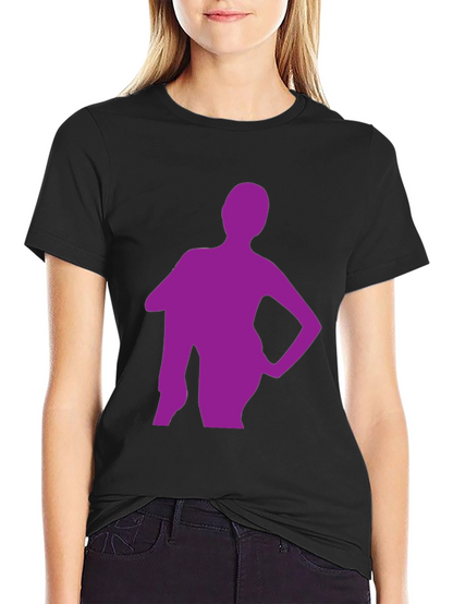Stylish Black T-Shirt with Purple Silhouette Graphic