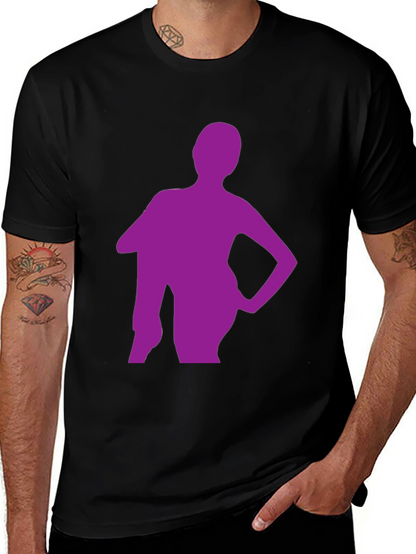 Stylish Black T-Shirt with Purple Silhouette Graphic