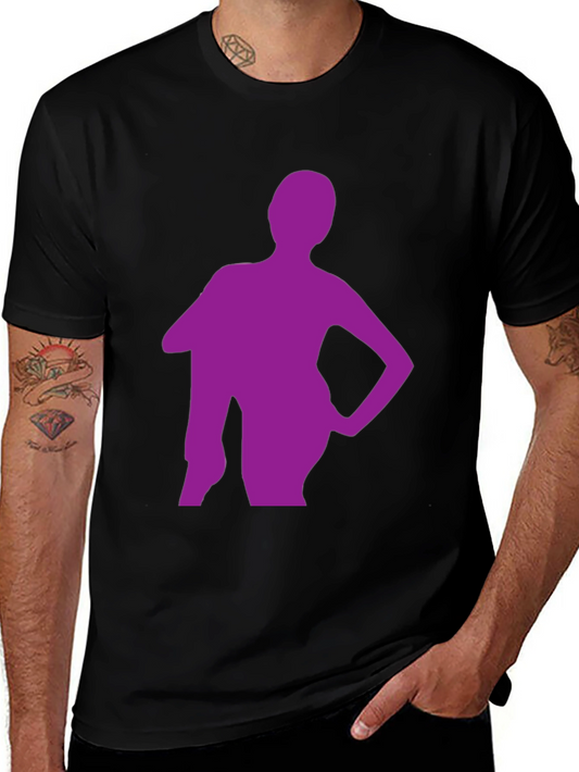 Stylish Black T-Shirt with Purple Silhouette Graphic