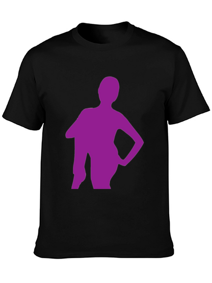 Stylish Black T-Shirt with Purple Silhouette Graphic
