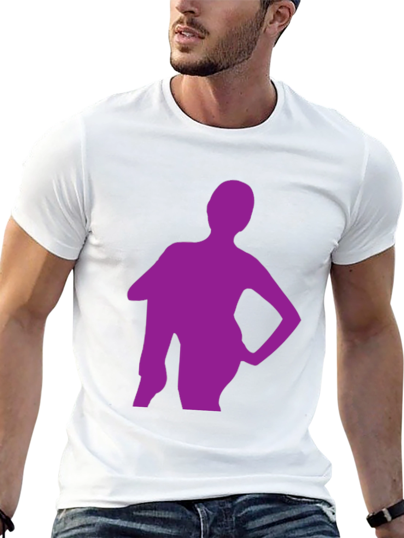 Stylish Black T-Shirt with Purple Silhouette Graphic