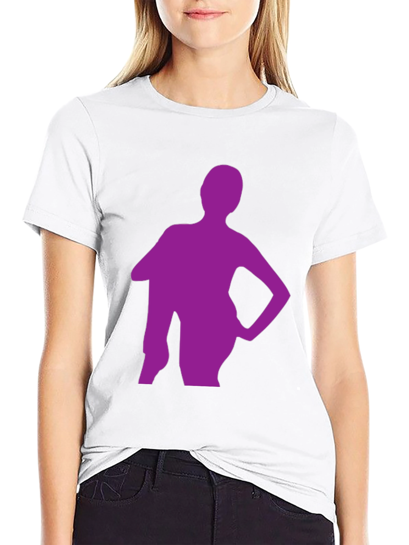 Stylish Black T-Shirt with Purple Silhouette Graphic