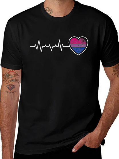Bisexual Pride Heartbeat Graphic T-Shirt